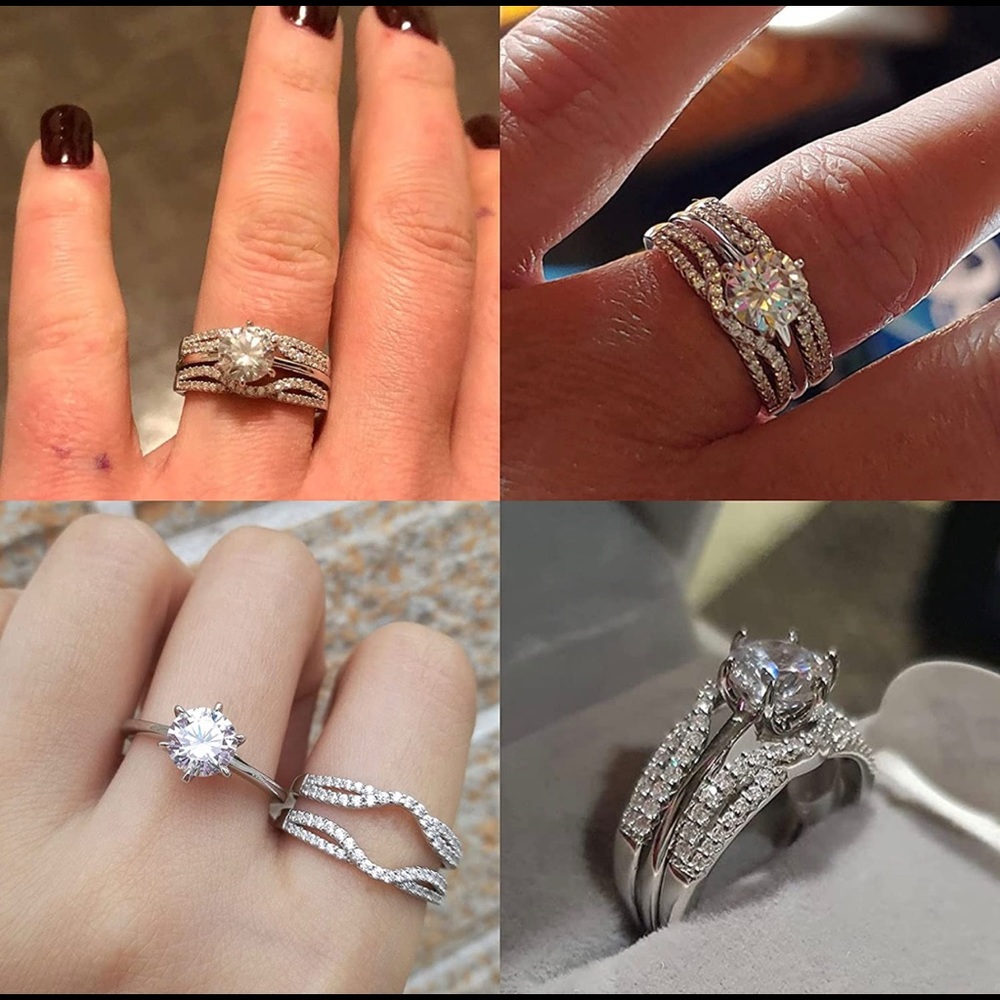 2ct Lab Simulated Diamond Ring Set - image 2